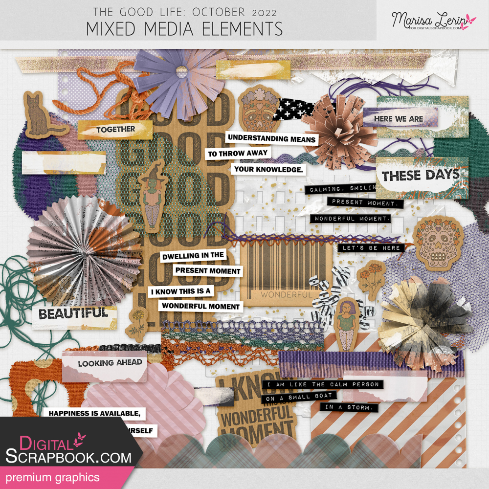 The Good Life October Mixed Media Elements Kit By Marisa Lerin