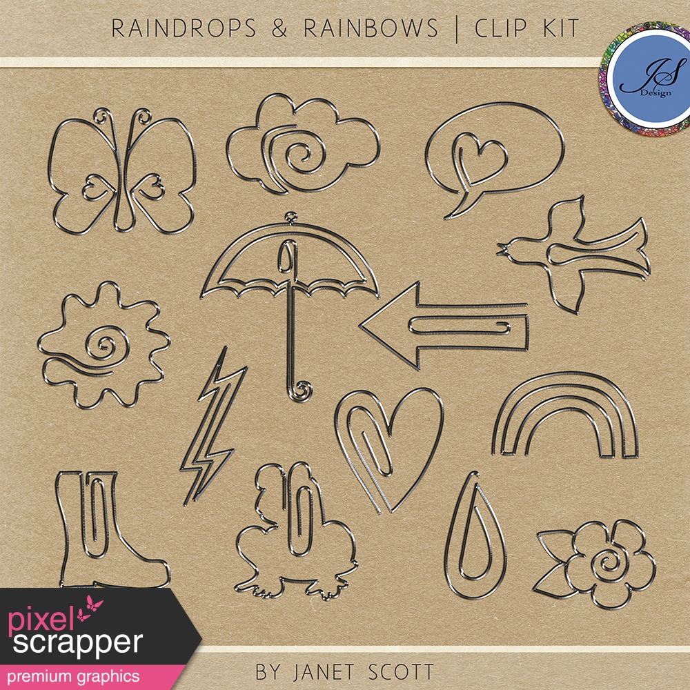 Raindrops Rainbows Clip Kit By Janet Kemp Graphics Kit