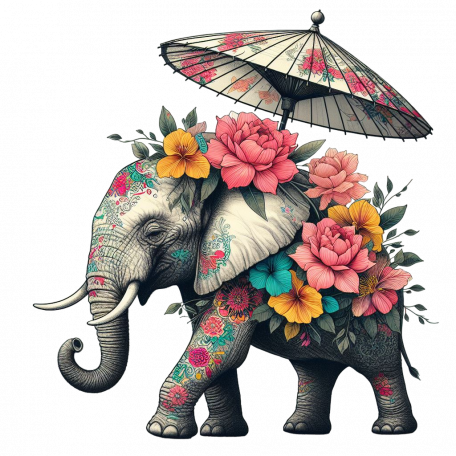 Elephant With Umbrella Graphic By Mary Cox DigitalScrapbook