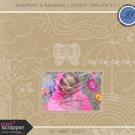 Raindrops Rainbows Doodle Template Kit 1 By Janet Kemp Graphics Kit