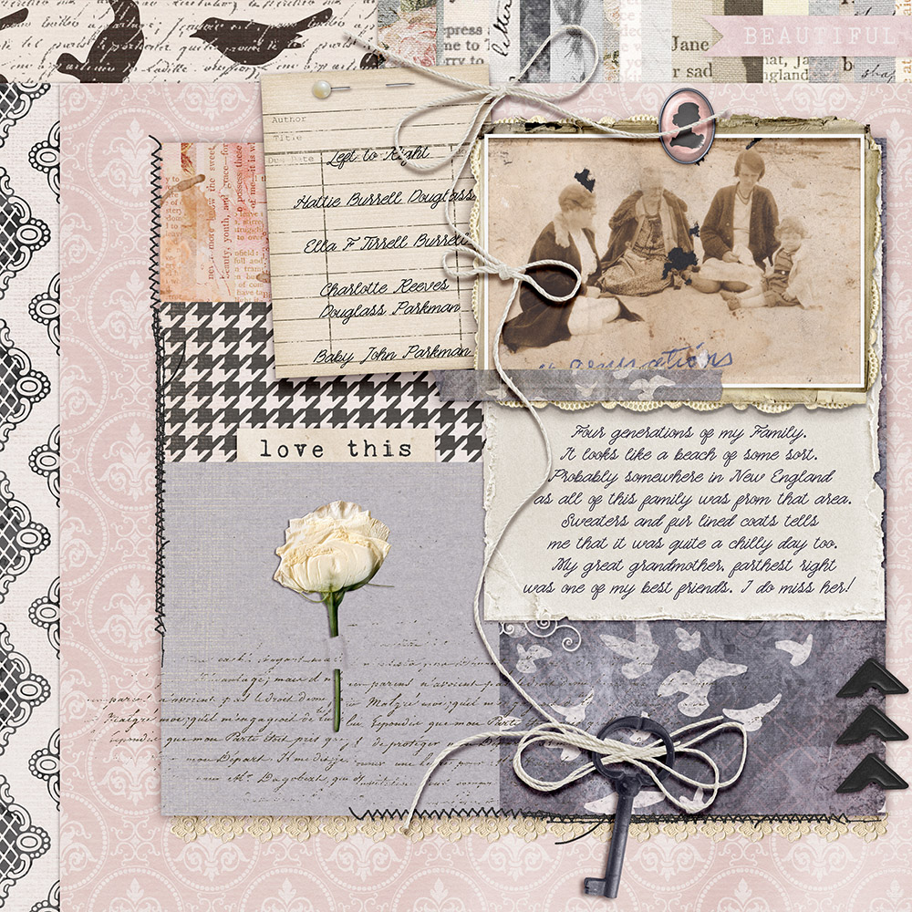 vintage digital scrapbooking layout