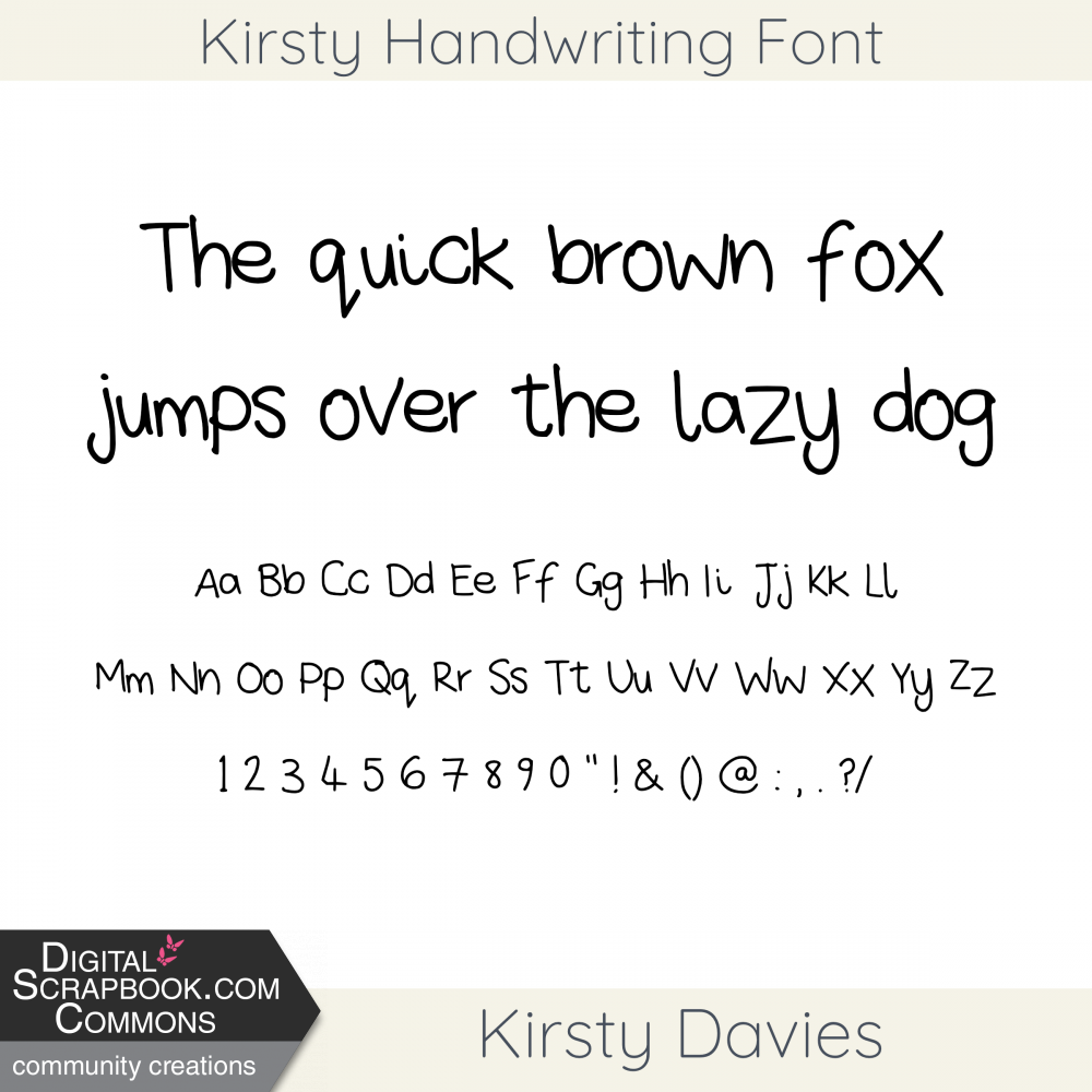 Kirsty's regular handwriting font by Kirsty Davies graphics kit ...