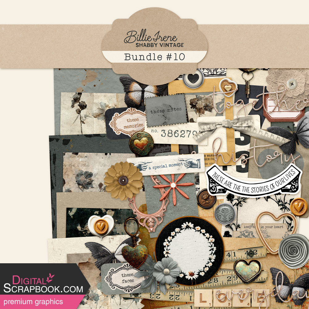 vintage digital scrapbooking bundle or kit