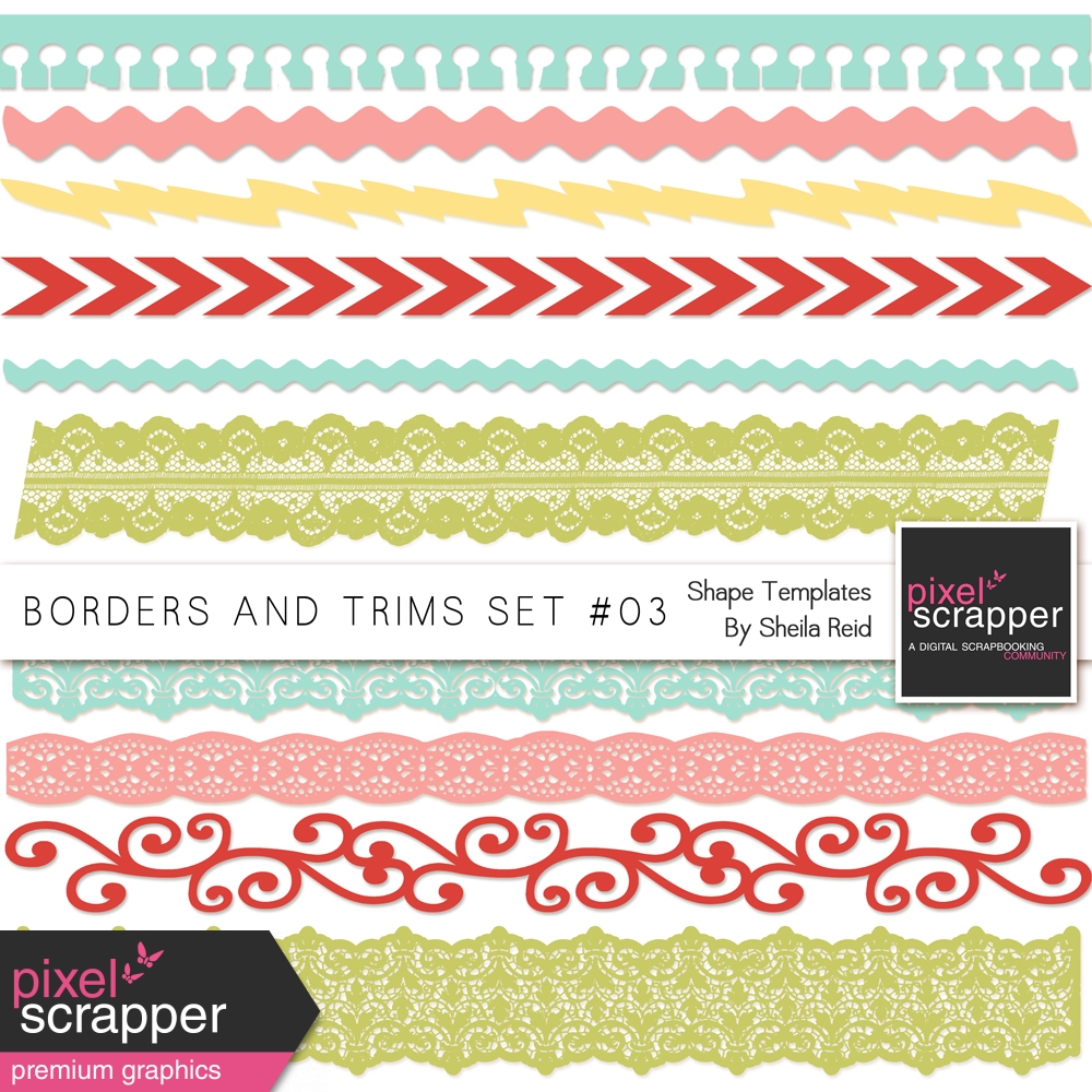 Borders And Trims Set #03 Shape Templates by Sheila Reid graphics kit ...