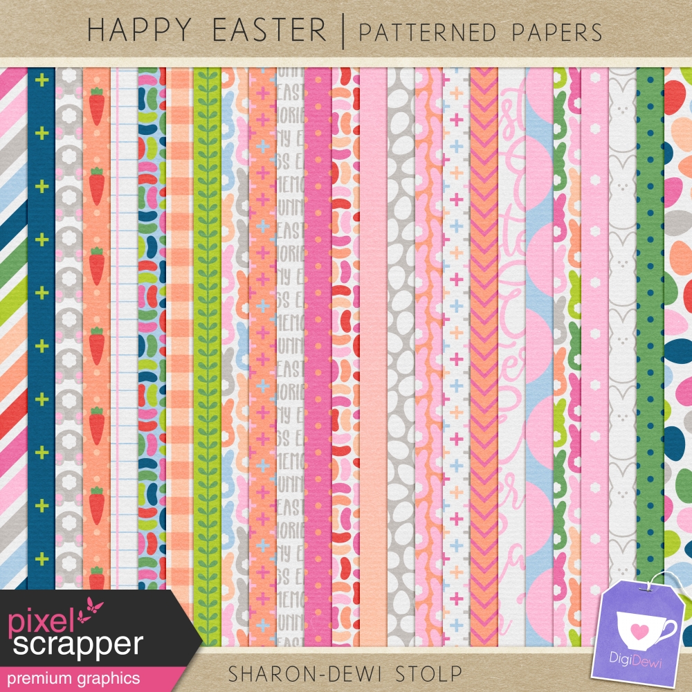 Happy Easter - Patterned Papers by Sharon-Dewi Stolp graphics kit ...