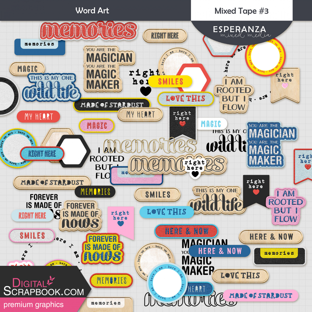 Mix Tape #3 Word Art Kit by Esperanza Mixto graphics kit ...