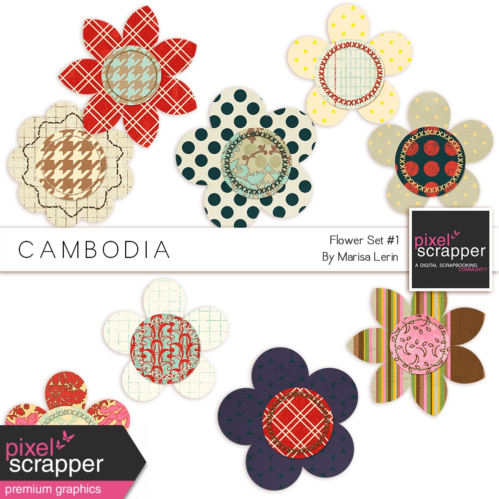 Cambodia Flower Kit 1 By Marisa Lerin Graphics Kit Pixel Scrapper