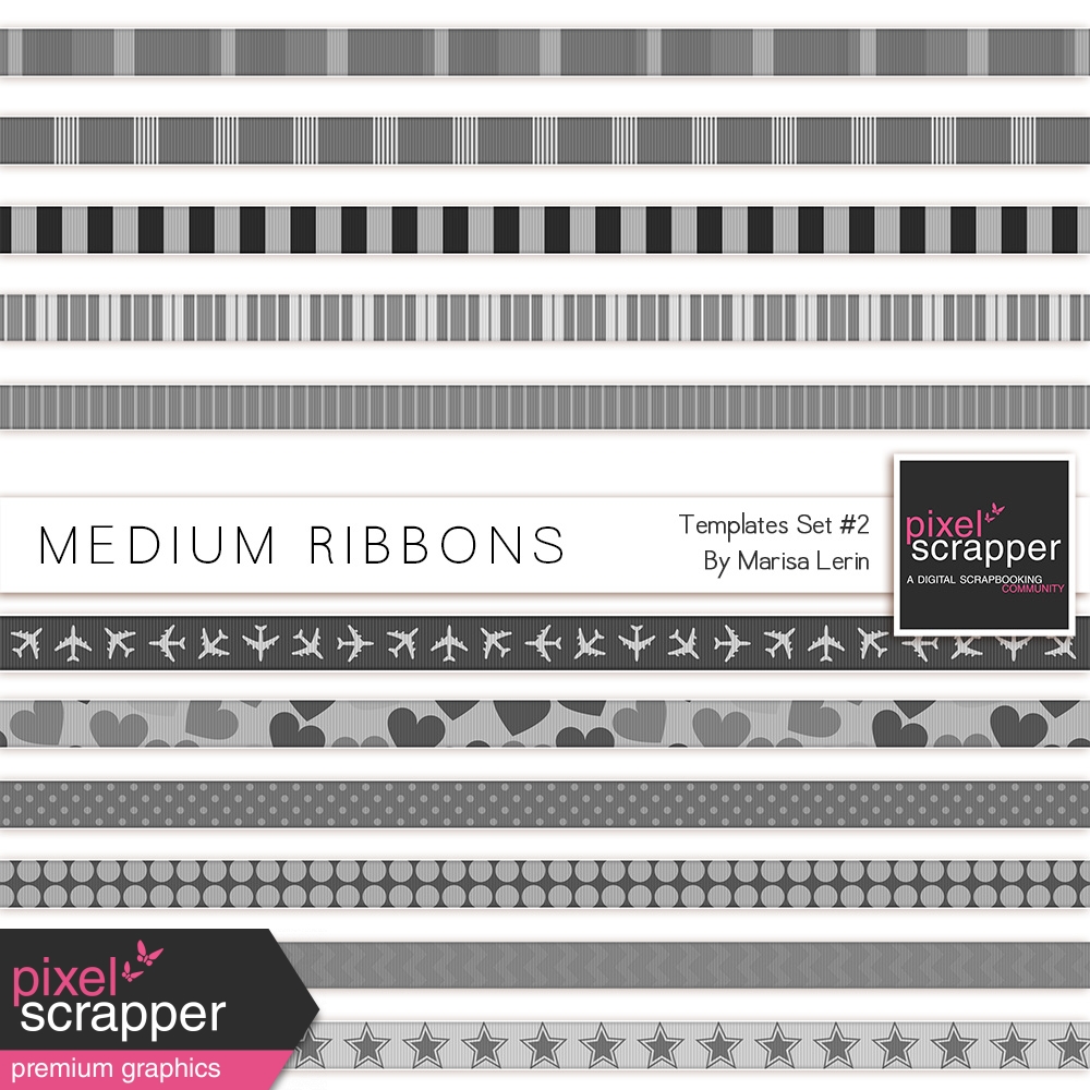 Medium Ribbons Templates Kit 2 by Marisa Lerin graphics kit