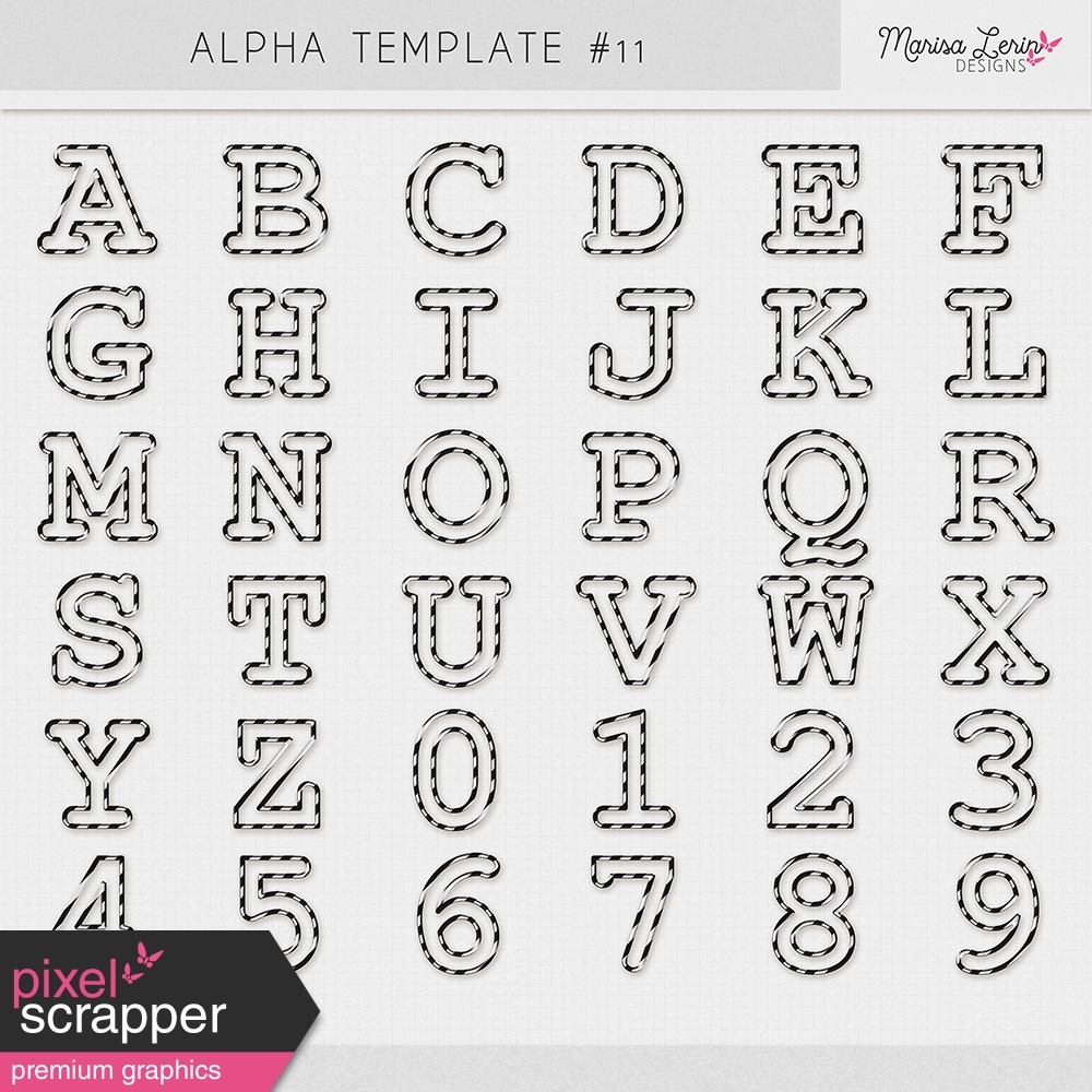 Alpha Template Kit 11 by Marisa Lerin graphics kit DigitalScrapbook