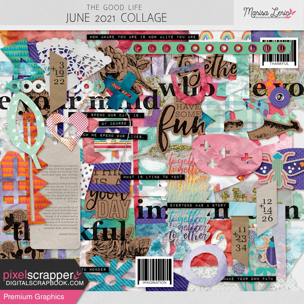 The Good Life June 2021 Collage Kit By Marisa Lerin Graphics Kit Pixel Scrapper Digital Scrapbooking