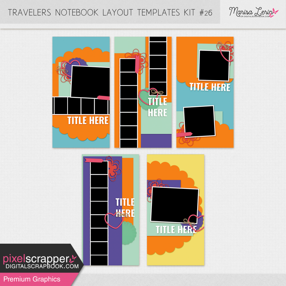 travelers notebook digital scrapbooking layout templates kit