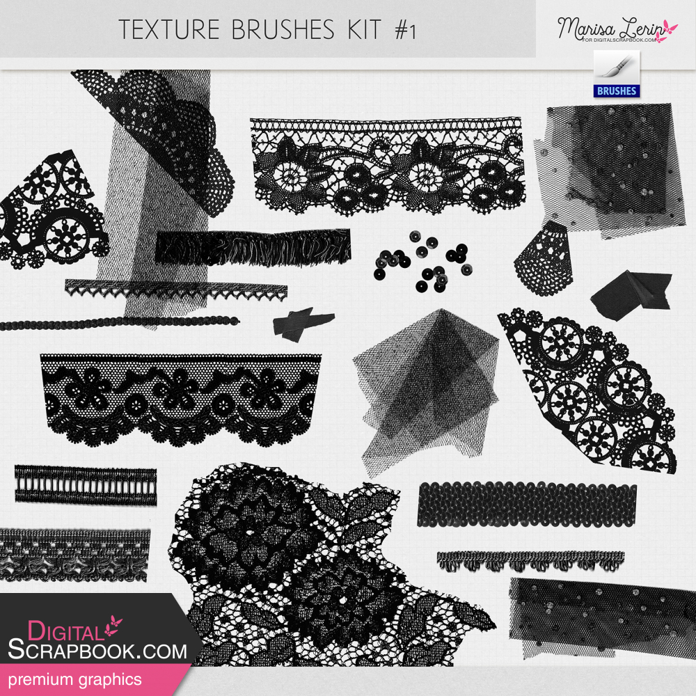 Texture Brushes Kit #1 By Marisa Lerin Graphics Kit | DigitalScrapbook ...