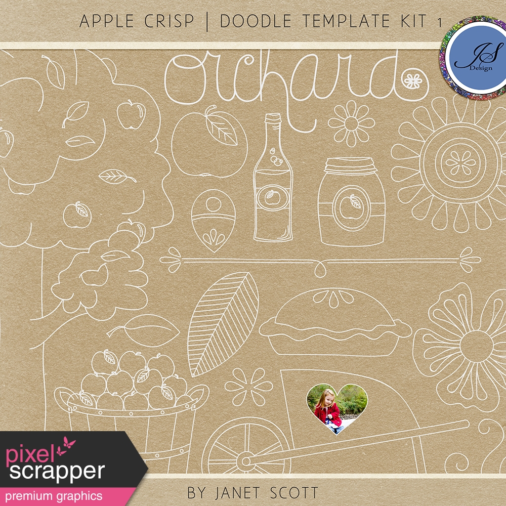 Apple Crisp - Doodle Template Kit 1 by Janet Kemp graphics kit ...