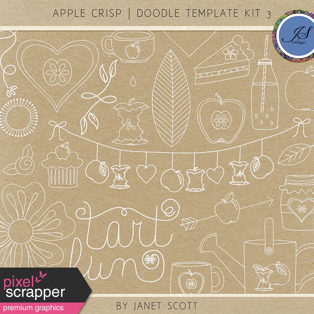 Apple Crisp - Doodle Template Kit 3 by Janet Kemp graphics kit ...