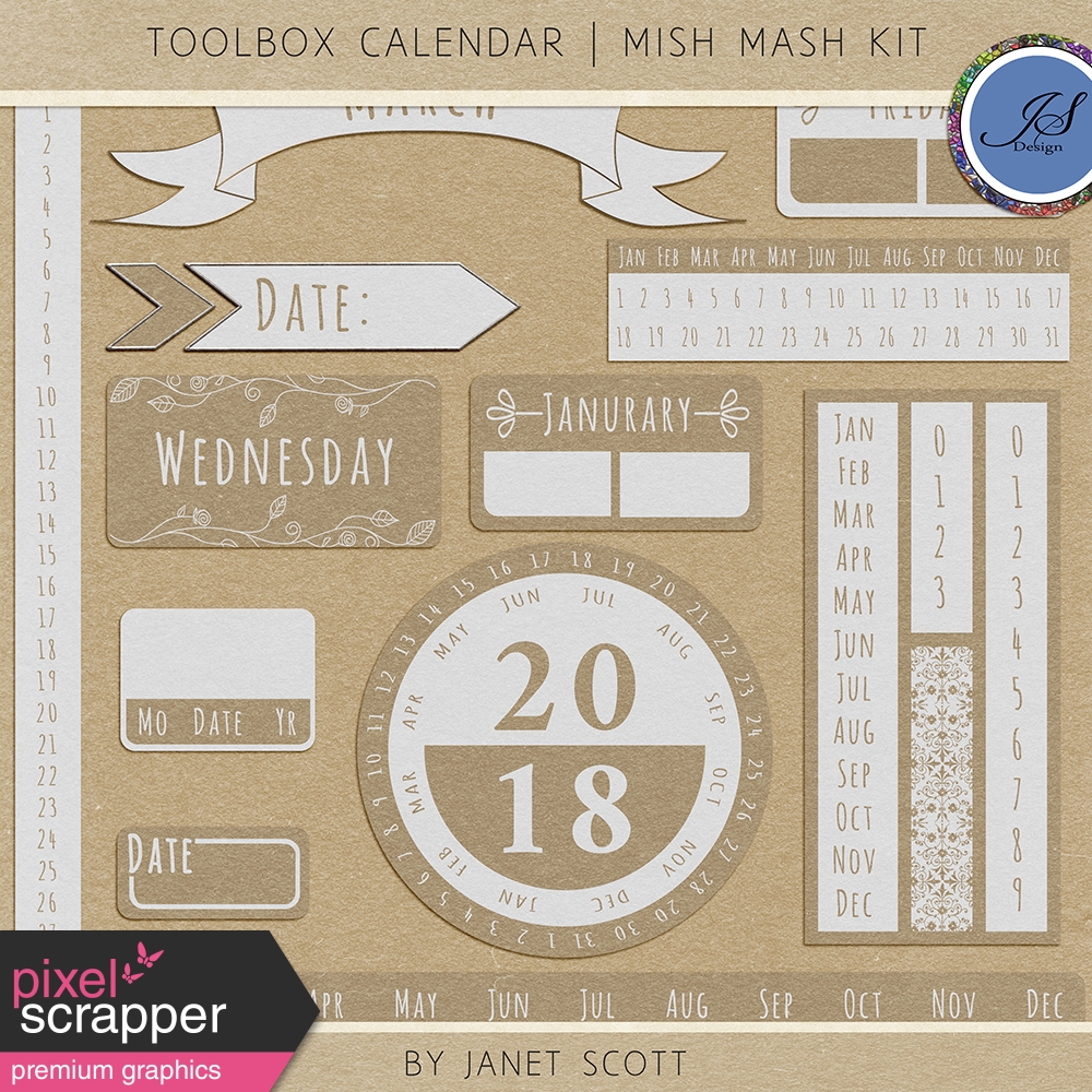 Toolbox Calendar 4 Mish Mash Kit by Kemp graphics kit