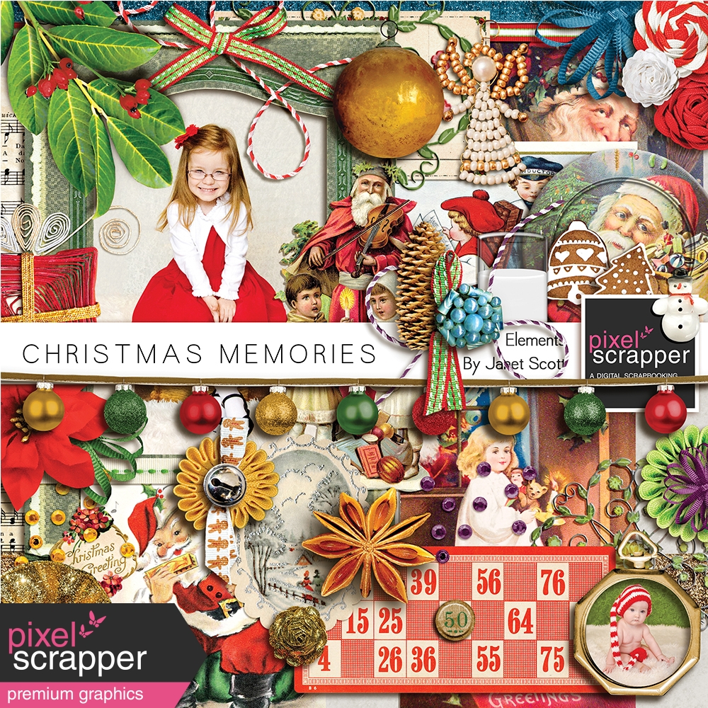 Christmas Memories - Elements Kit by Janet Kemp graphics kit  DigitalScrapbook.com Digital 