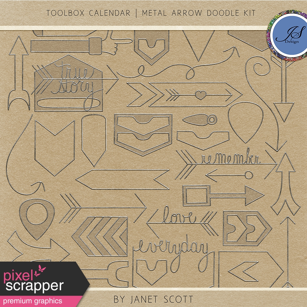 Toolbox Calendar 2 Metal Arrow Doodle Kit by Kemp graphics kit