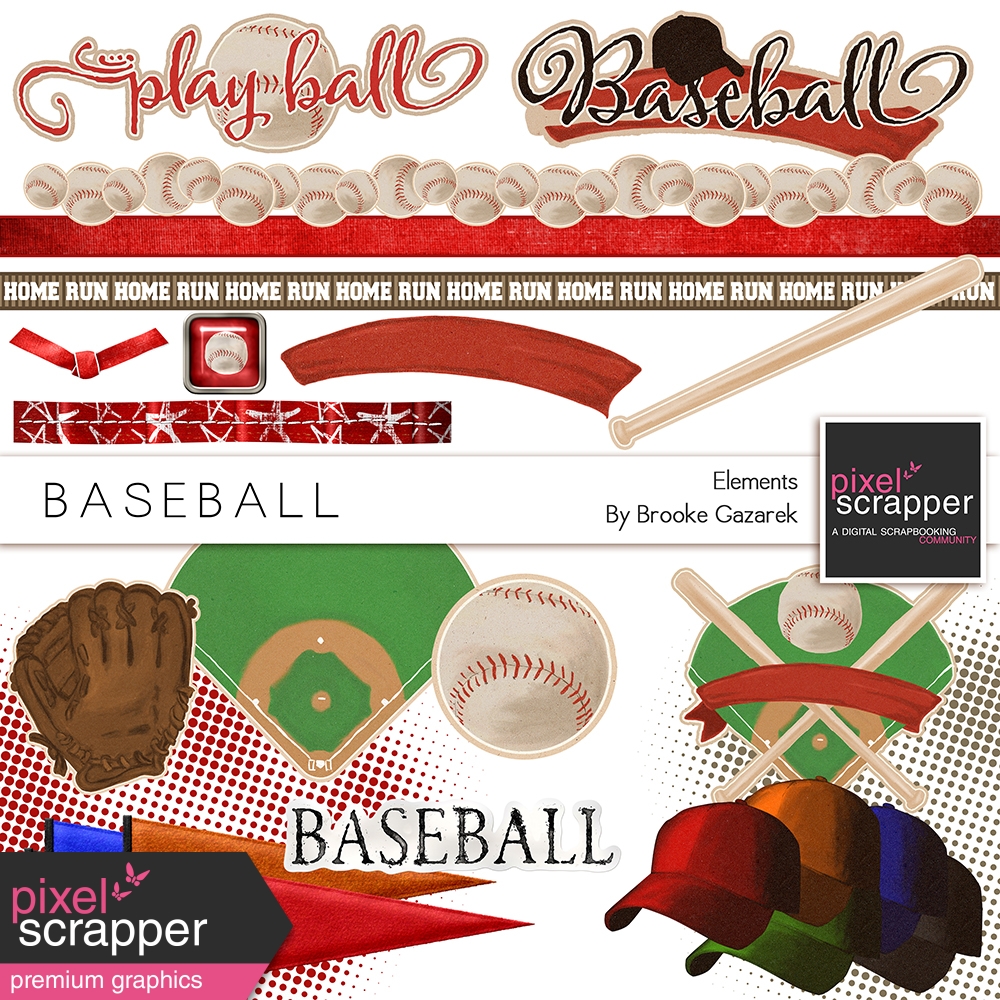 Baseball Elements Kit by Brooke Gazarek graphics kit | DigitalScrapbook ...