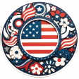 Red, White, & Blue Patriotic Circle Flair with USA Flag