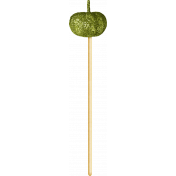 No Tricks, Just Treats-Green Glitter Pumpkin On A Stick