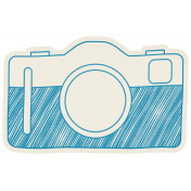 Hello- Doodled Camera Blue