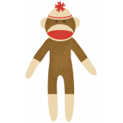 Oh Baby, Baby- Red & Brown Sock Monkey Sticker