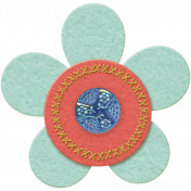 Taiwan Felt Flower 01d- Blue & Peach