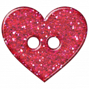 Pink Plastic Glitter Heart Button