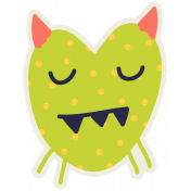 Kawaii Halloween Monster 005 Green Polka Dots