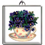 Pansies Square Pendant