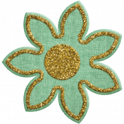 Quilted With Love- Modern- Green Fabric Glitter Flower