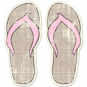 Tropics Sticker Flip Flops Tan