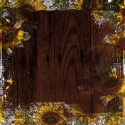 Autumn Sunflowers and Wood Background Paper