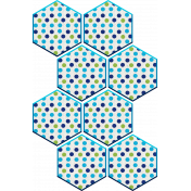 Aqua Navy Polkadot Hexagon Chipboard