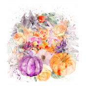 Purple and Orange Watercolor Flowers Bendable Transfer