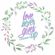 Lilac Aqua Floral Wreath & Bible Verse