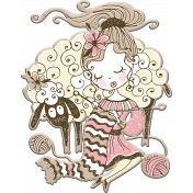 Knit Mini Kit: Chipboard Knitting Girl 1