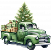 Antique Christmas: Truck with Tree and Gifts