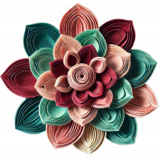 Maroon and Teal Crepe Flower 2