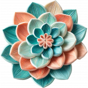 Peach and Green Crepe Paper Flower