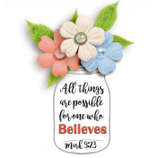 Mason Jar with Flowers and Verse