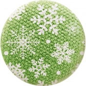 Sweater Weather- Fabric Button- Green With Snowflakes