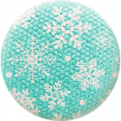 Sweater Weather- Blue Fabric Button With Snowflakes