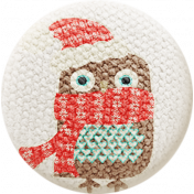 Sweater Weather- Fabric Button- Owl With Scarf & Hat