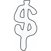 Dollar Outlined White- Symbols