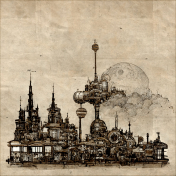 Steampunk Scene Paper 09