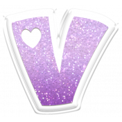 Love Letters Purple Ombre Glitter Cut-Out Puffy Sticker: Lowercase v