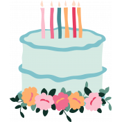 The Good Life: Birthday Illustrations- Cake 1 Color Wth Flowers