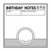 Birthday Pocket Cards Kit #2: Journal Card 09- 4x4 BW