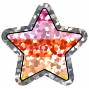 Good Life Aug 21_Star Shiny Sticker-Pink Orange